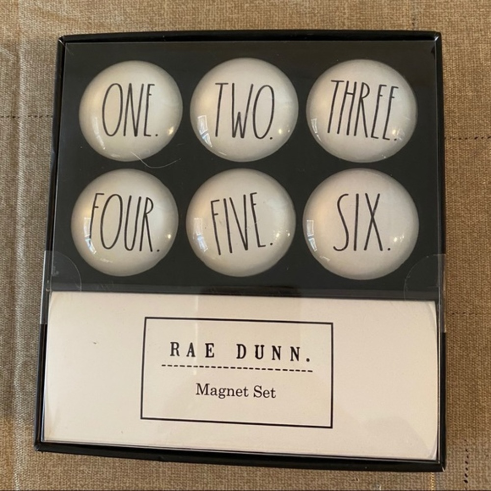 Rae Dunn ONE, TWO, THREE, FOUR, FIVE, SIX 6 Piece Brand New Magnet Set